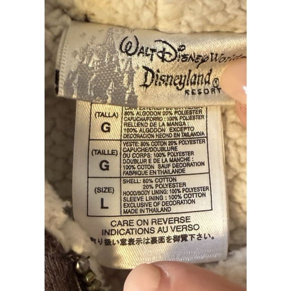 Mickey Mouse Walt Disney World Hoodie Zip Up Jacket Fleece Lined Size Large - Picture 3 of 9
